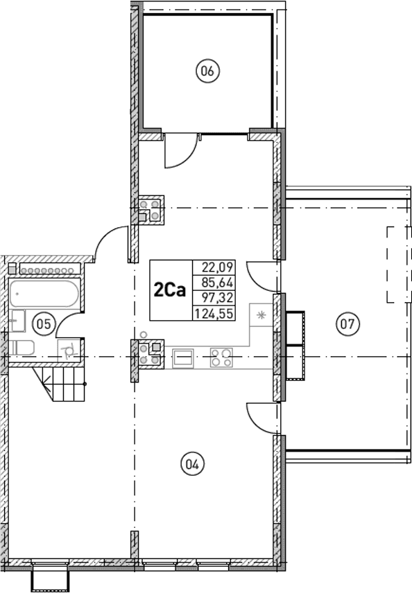 1-комн., 85.64 м²