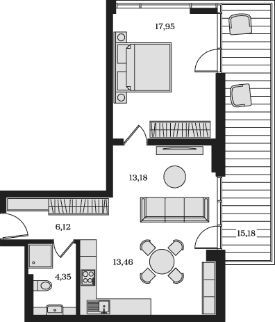 2-комн., 55.06 м²