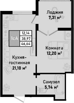 2-комн., 39.04 м²