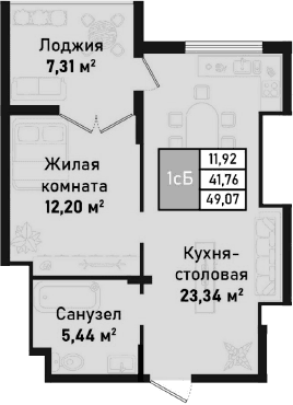 2-комн., 40.98 м²