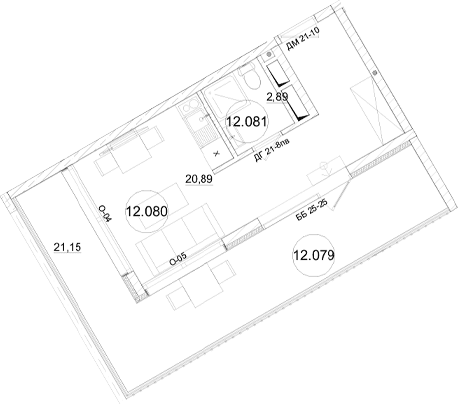 Студия, 23.63 м²