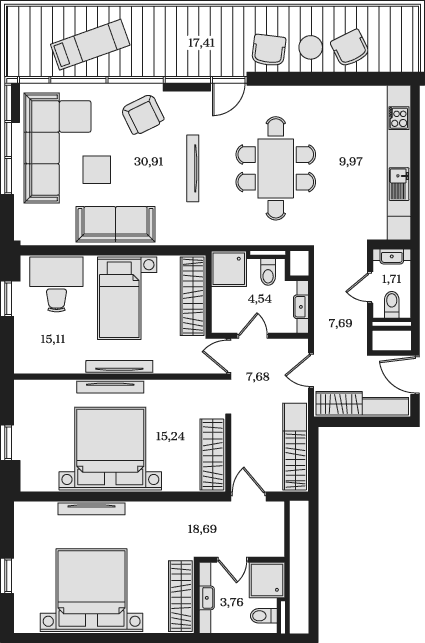 4-комн., 115.3 м²