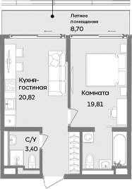 2-комн., 44.03 м²
