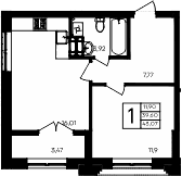 1-комн., 39.6 м²
