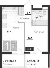 1-комн., 32.2 м²
