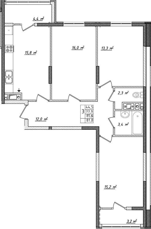 4-комн., 74.2 м²