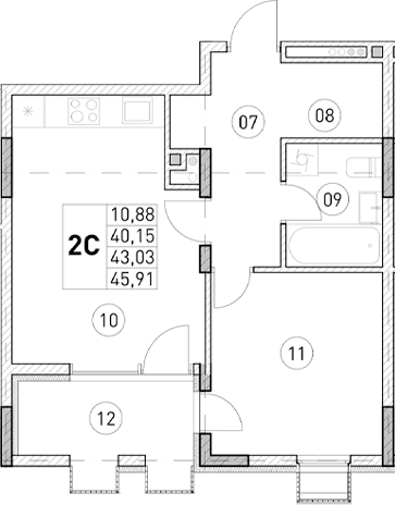 1-комн., 40.15 м²