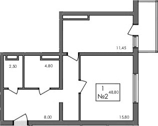 1-комн., 47.6 м²