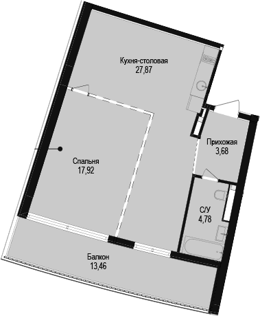 1-комн., 54.25 м²
