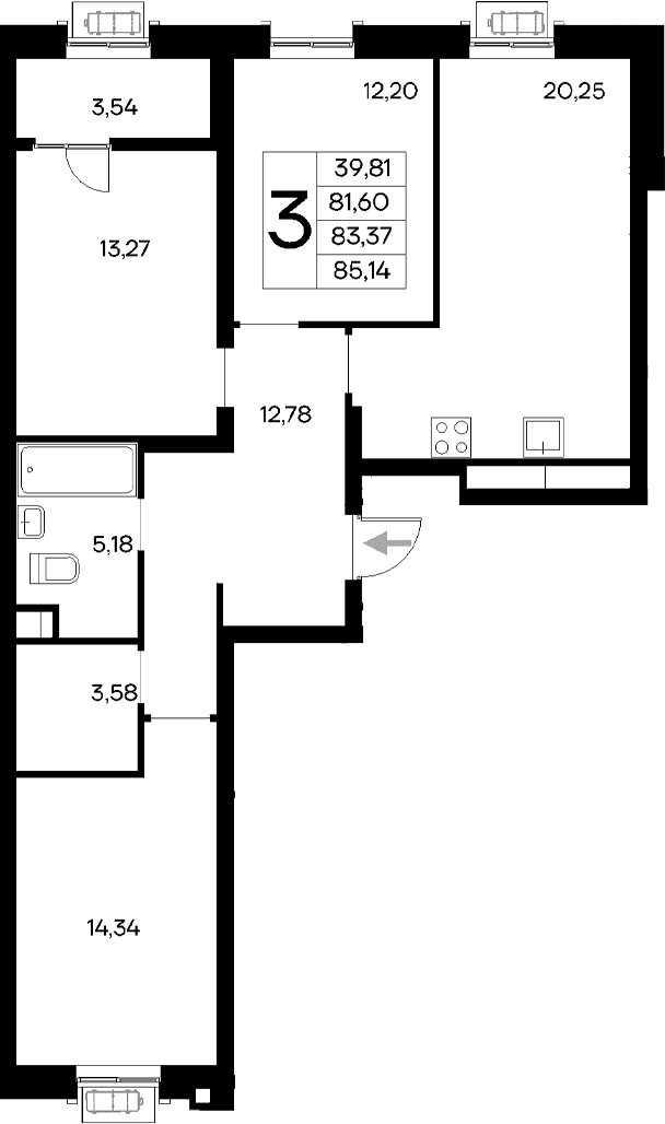 3-комн., 81.6 м²