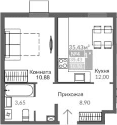 1-комн., 35.43 м²