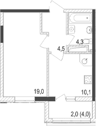 1-комн., 37.9 м²
