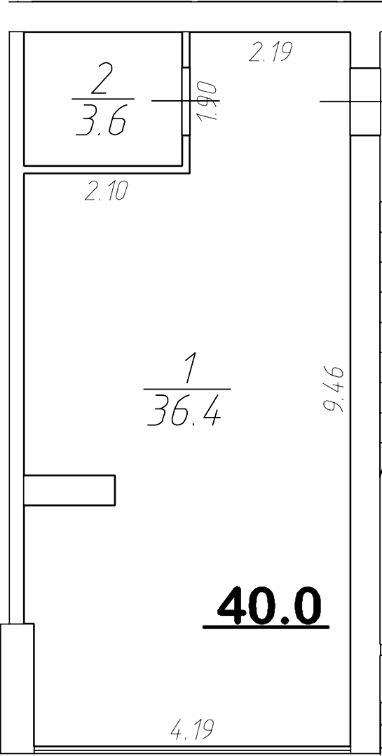 Студия, 40 м²