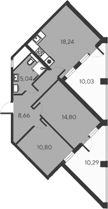 3-комн., 57.54 м²