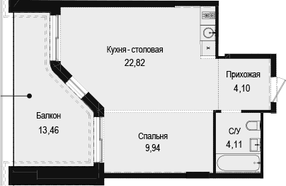 1-комн., 40.97 м²