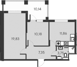3-комн., 52.97 м²