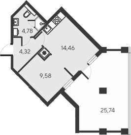 2-комн., 33.14 м²
