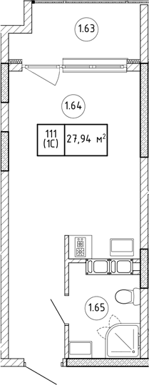Студия, 24.18 м²