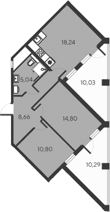 3-комн., 57.54 м²