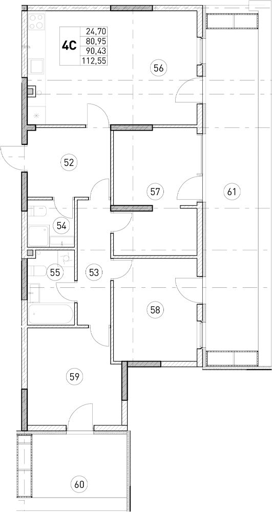 4-комн., 80.95 м²