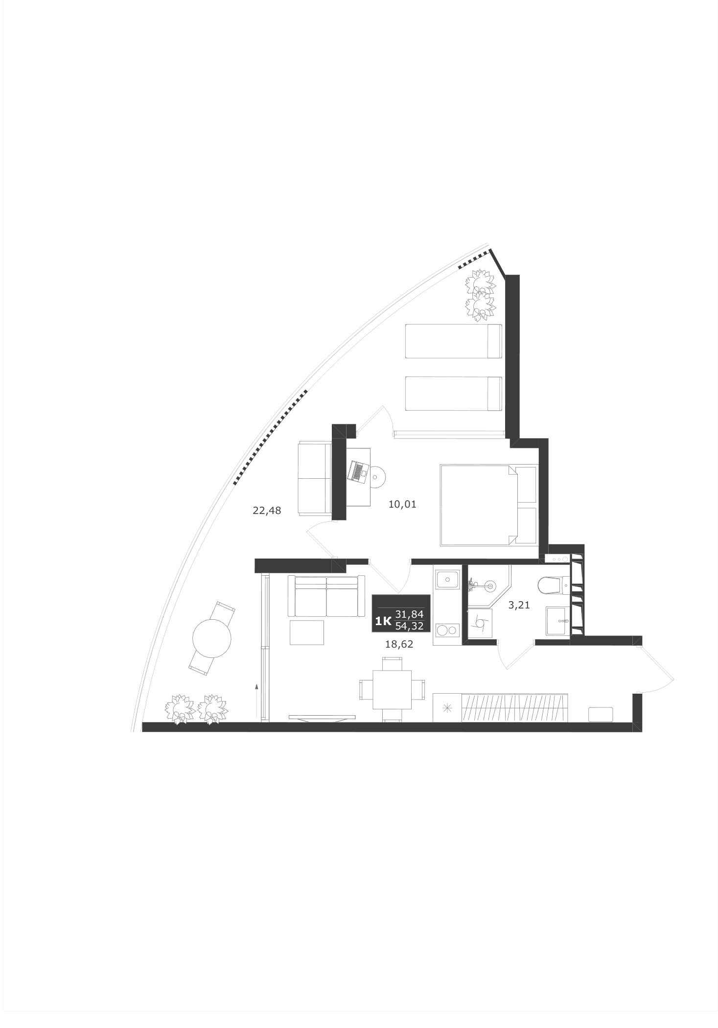 1-комн., 31.84 м²