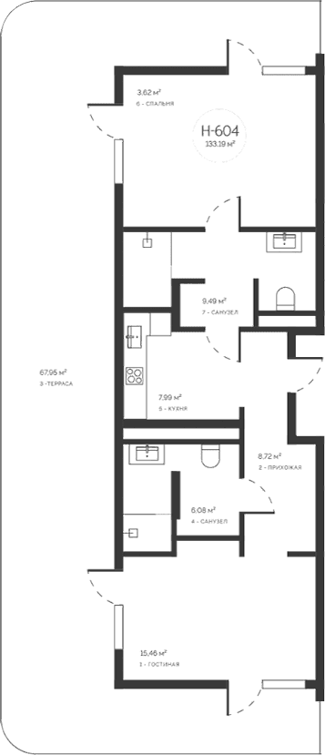 2-комн., 65.24 м²