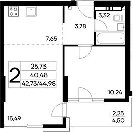 2-комн., 40.48 м²