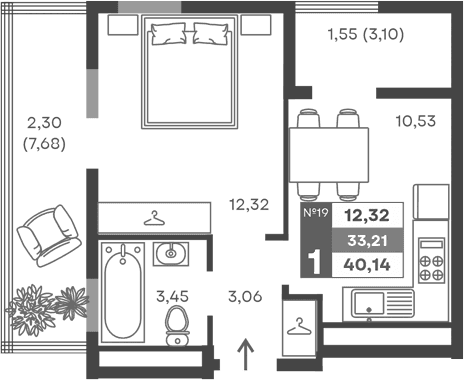1-комн., 29.36 м²