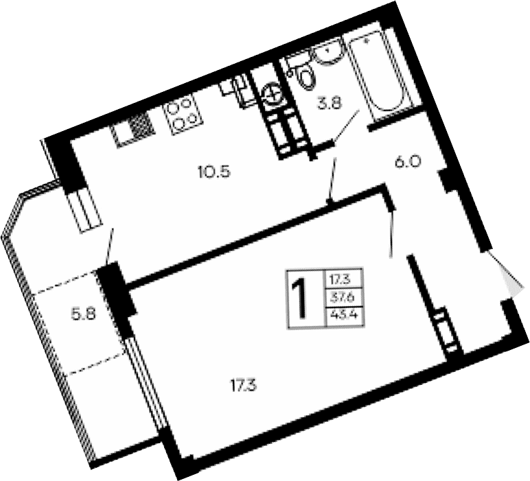 1-комн., 37.6 м²