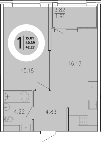 1-комн., 40.36 м²