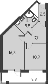 2-комн., 42.8 м²