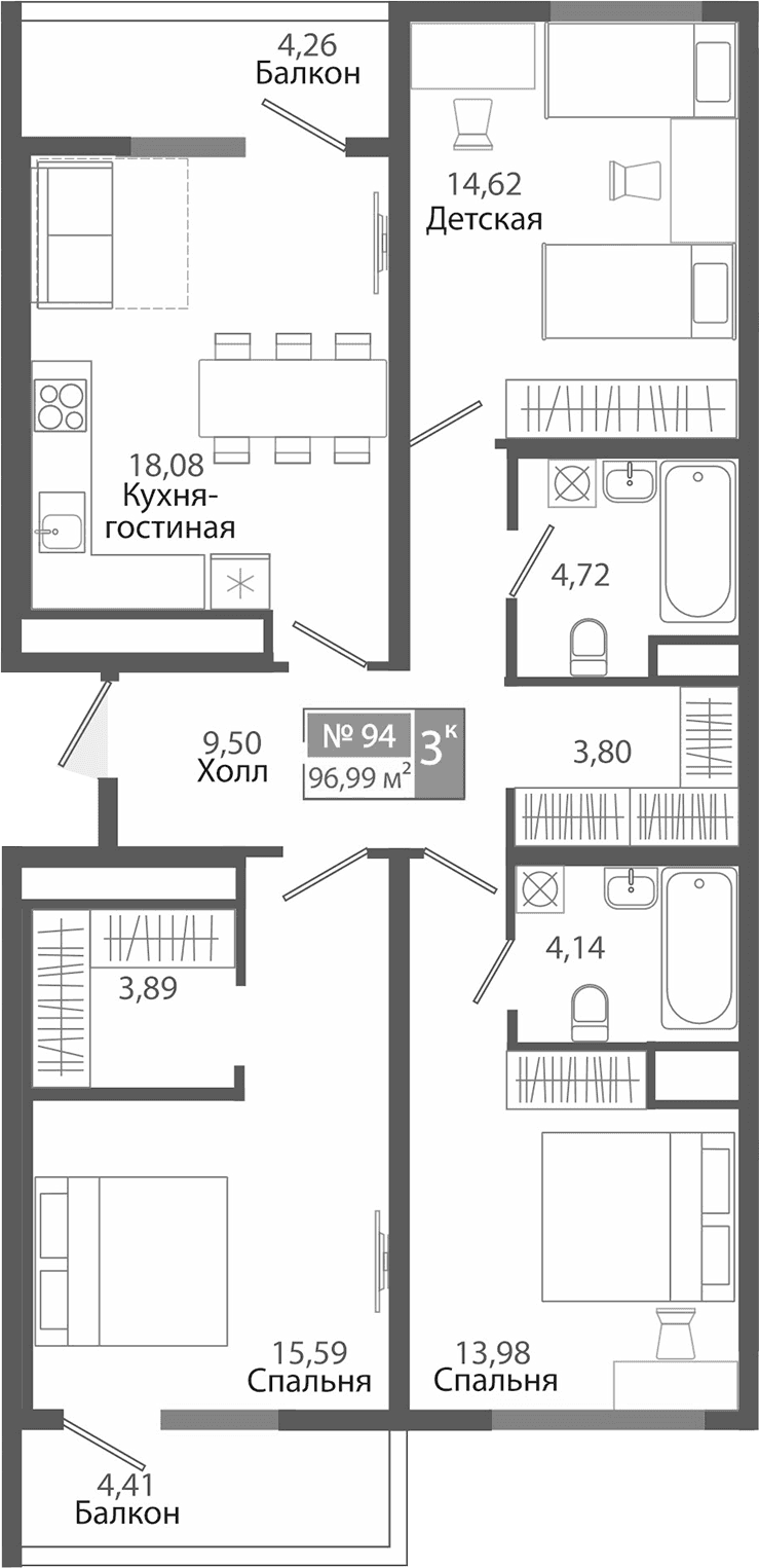 3-комн., 88.32 м²