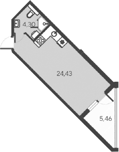 Студия, 28.73 м²