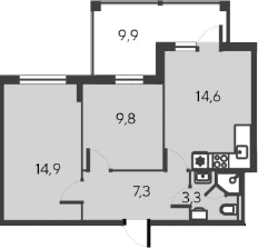 3-комн., 49.9 м²