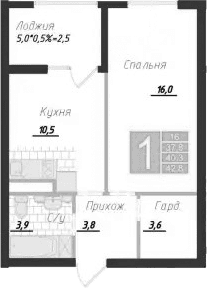 1-комн., 37.8 м²