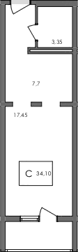 Студия, 30.7 м²