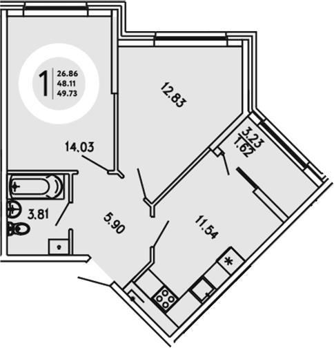 2-комн., 48.11 м²