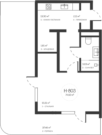 2-комн., 37.23 м²