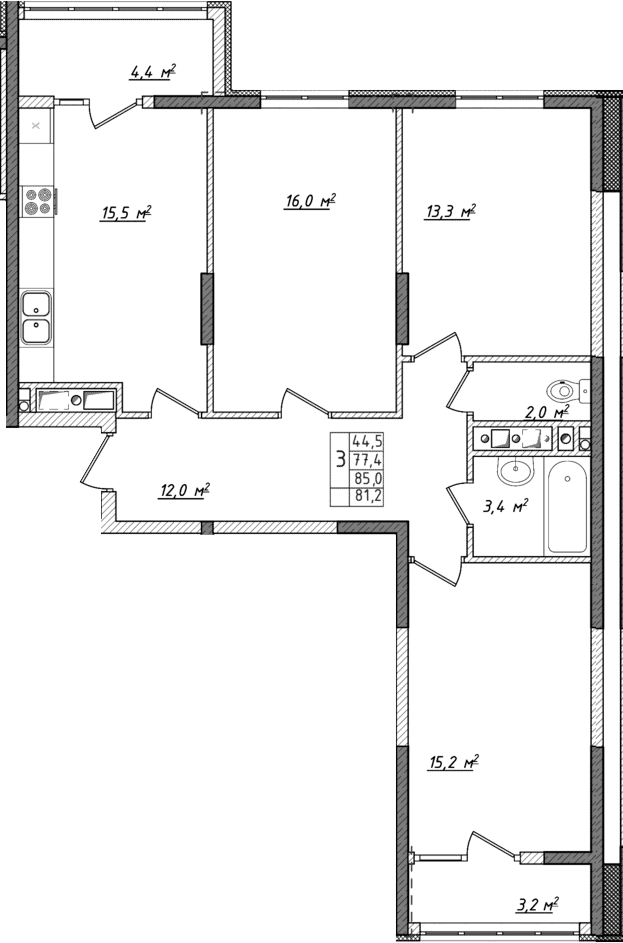 4-комн., 73.6 м²