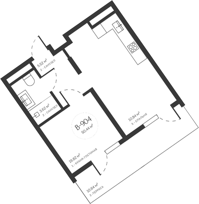 2-комн., 39.8 м²