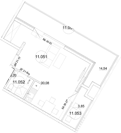 Студия, 44.86 м²
