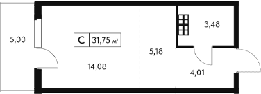 Студия, 26.75 м²