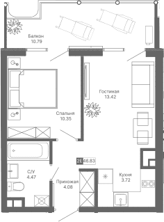 2-комн., 36.04 м²