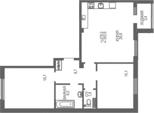 2-комн., 79.2 м²