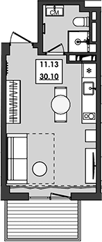 Студия, 25.3 м²