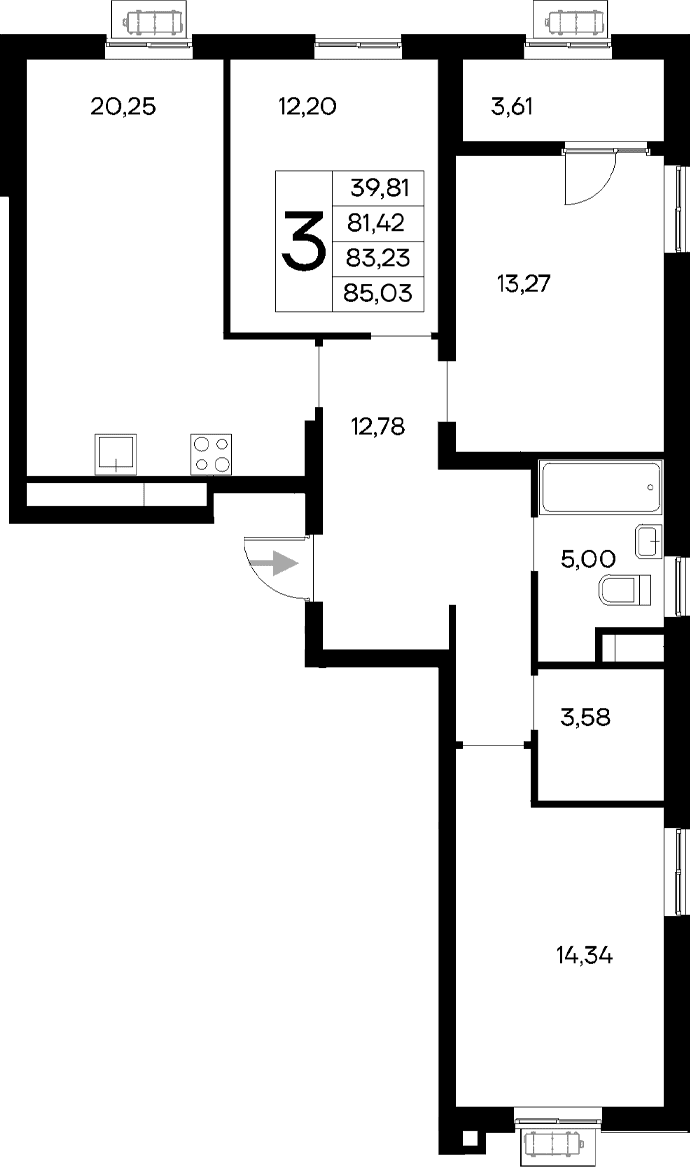 3-комн., 81.42 м²