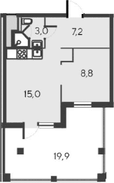 2-комн., 34 м²