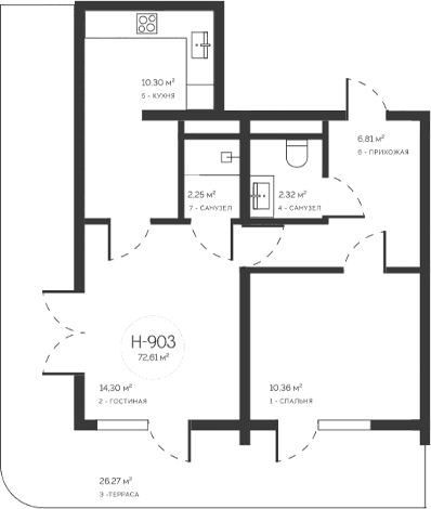 2-комн., 46.34 м²
