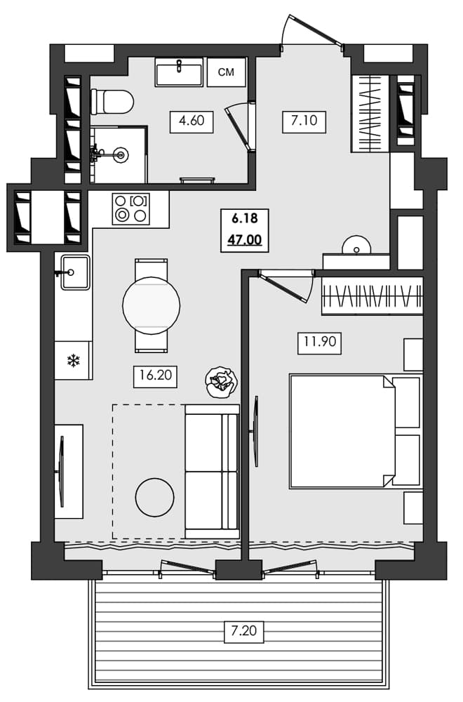 1-комн., 39.8 м²