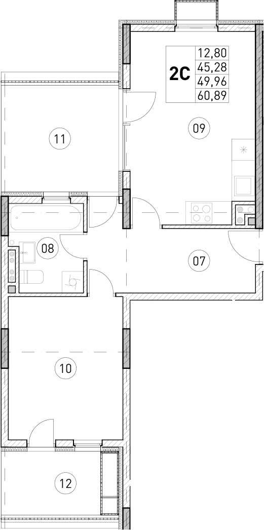 1-комн., 45.28 м²